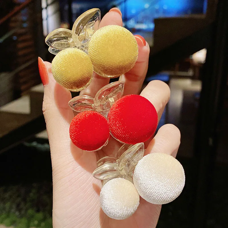 

New Women Girls Cute Cherry Shape Plush Plastic Hair Claws Hair Holder Headband Hair Clips Hairpins Fashion Hair Accessories