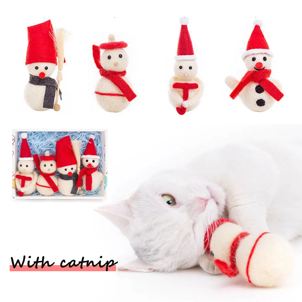 

Wool Cat Catnip Toys Snowmen Shaped Funny Plush Cat Toys Interactive for Kitten Cute Soft Pet Supplies Cat Chew Toy Dropshipping