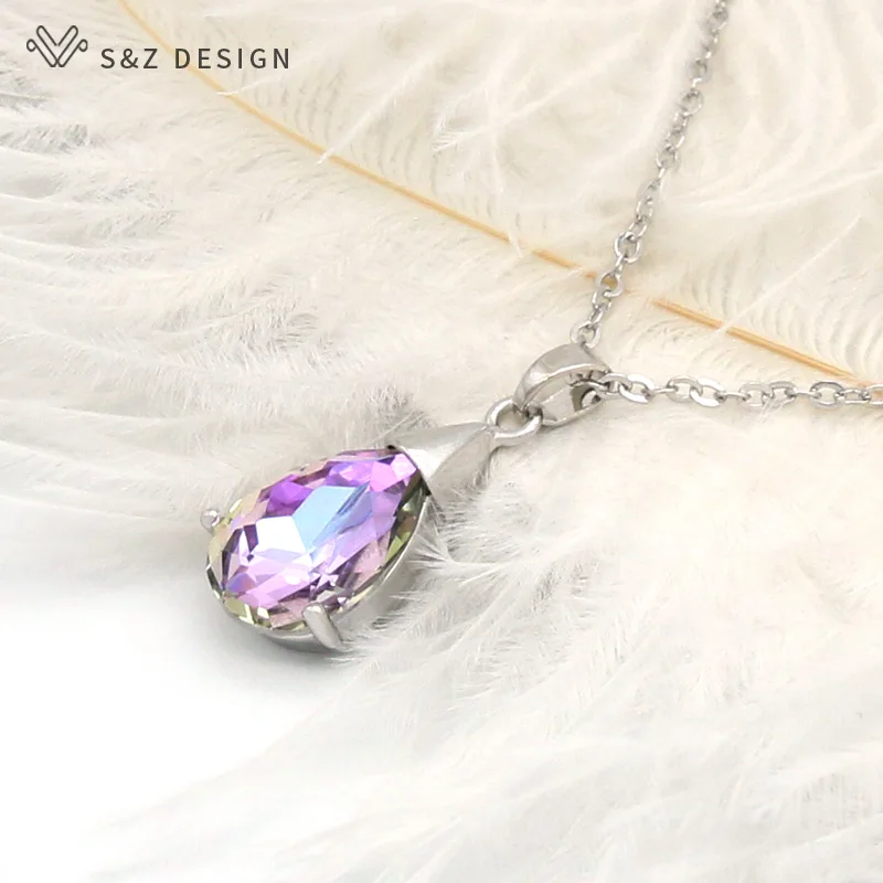 Цепочка женская из розового золота 585 пробы с подвеской в виде капли воды |