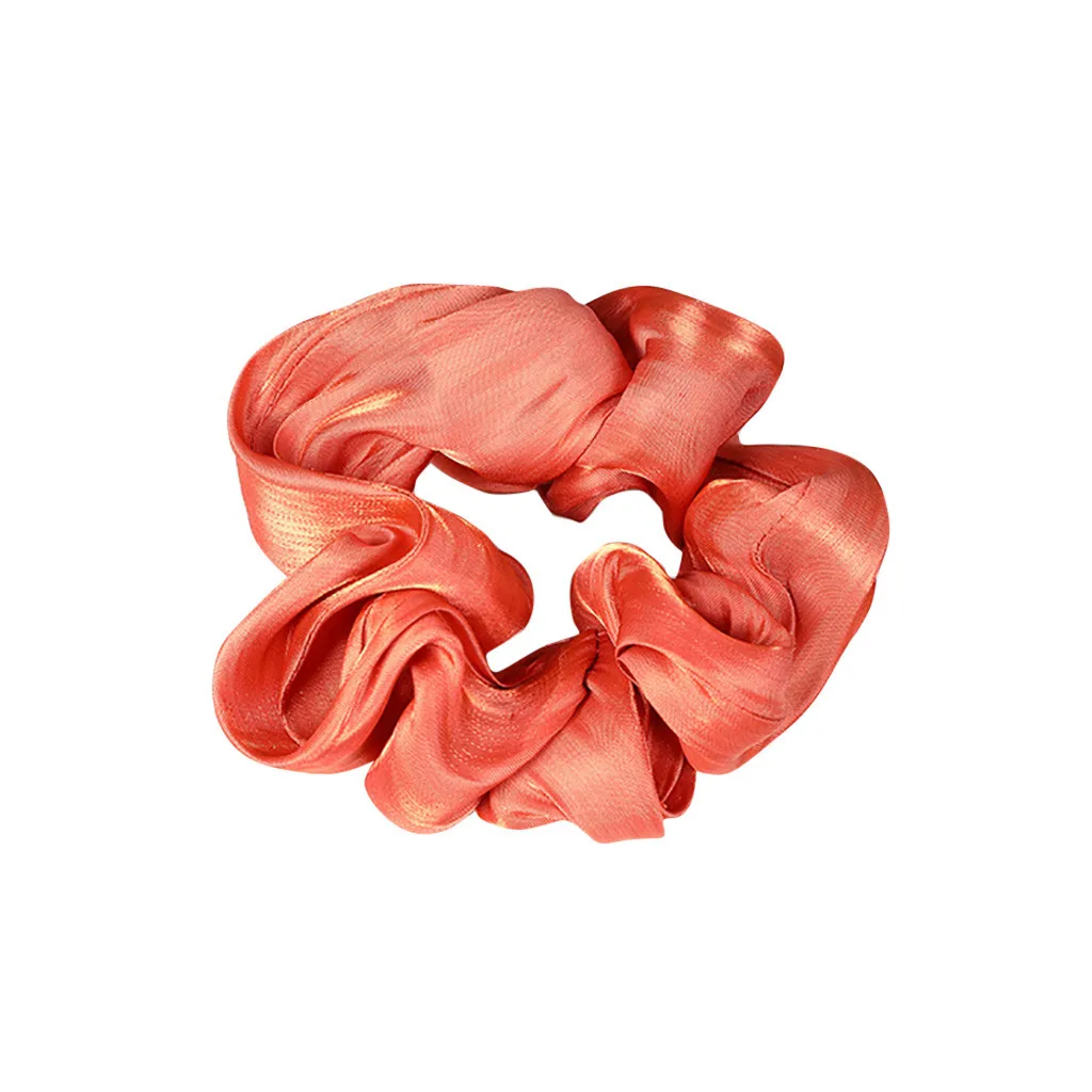 Женские супер мягкие шелковые атласные Кольца для волос чистый цвет ткань ободок