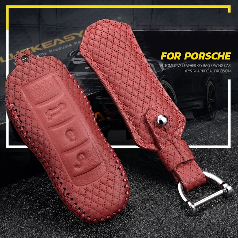 Чехол для ключа Porsche 911 Macan 2014-2017 Panamera 2010-2016 Cayenne 2011-2016 кожаный чехол автомобиля