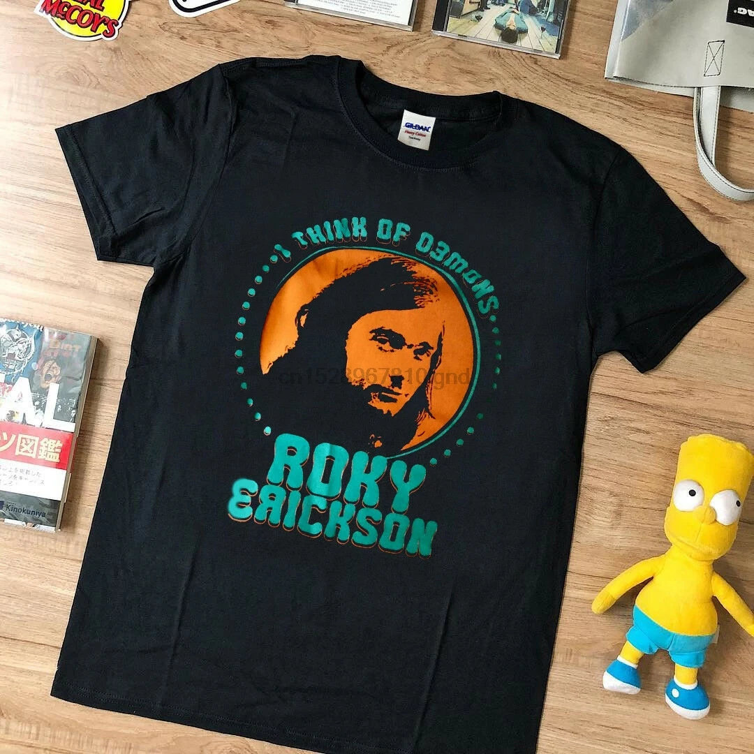 Vtg редкая футболка Roky Erickson I Think Of Demons черный Репринт США размер|Мужские футболки| |