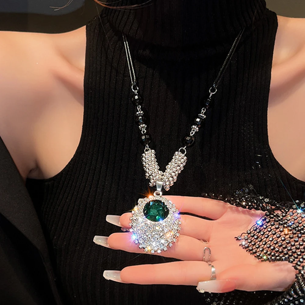 

One Piece Crystal Pendant Necklace For Women Goth Vintage Necklace Luxury Jewelry Full CZ Punk Accessories Gifts Free Shipping