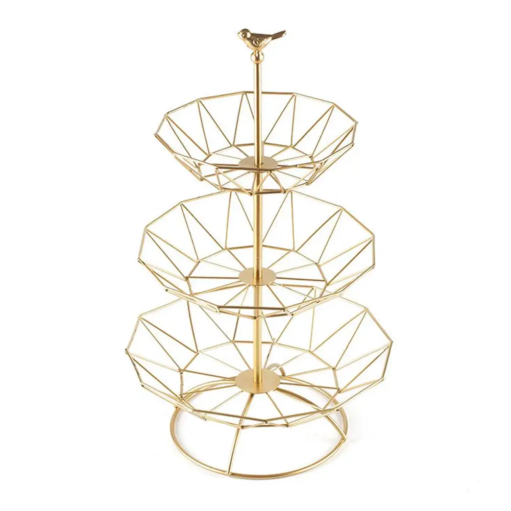 3 яруса из нержавеющей стали свадебные десерты фрукты тарелка для торта