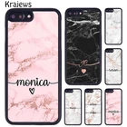 Оригинальный розовый, золотой, мраморный чехол с инициалами для iPhone X XR XS 11 Pro MAX 5 6 7 8 Plus samsung Galaxy S7 S8 S9 S10