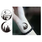 Водостойкие временные тату-наклейки, 1 шт., женские тату на тело, луну, палец, растение, черный цветок, лось, искусство, временные татуировки для мужчин A055