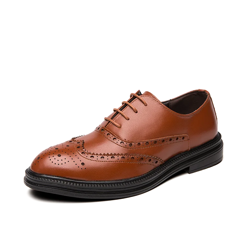 Мужская повседневная обувь Кожаная с перфорацией типа броги модная деловая