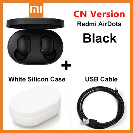 Xiaomi Redmi Airdots TWS беспроводные Bluetooth наушники стерео бас гарнитура с микрофоном голосовой помощник управление AI - Цвет: CN Add CaseCable