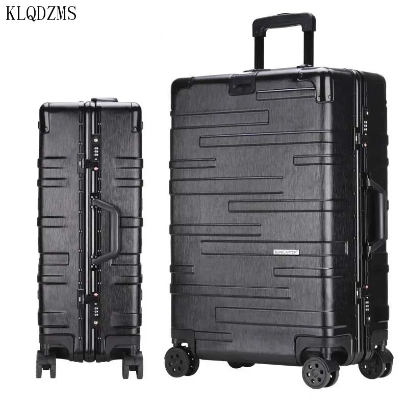 KLQDZMS 20&quot22&quot24&quot26&quot29inch fashion travel suitcase aluminum frame rolling luggage spinner on wheels men women trolley case |