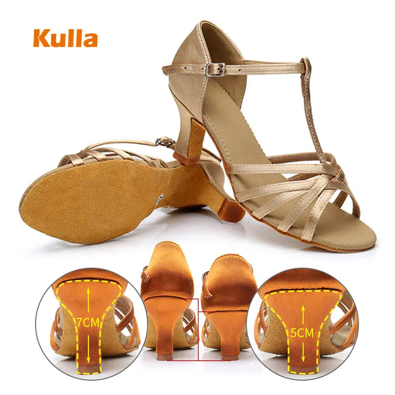

Latin Dance Shoes Women Heels Sandals Ballroom Girls Shoes Ladies Samba Dancing-Shoes Tango Performance Shoes Salsa Shoes 5/7cm