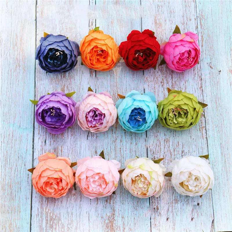 

5 шт./лот, диаметр 9 см, цветок пиона, Шелковый Искусственный цветок для украшения свадьбы, Дня Святого Валентина, гирлянда для рукоделия, цвет...