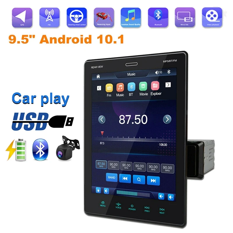 

9,5 дюймовый Android 10,1 HD BT MP5 плеер Автомобильный FM-радио Bluetooth стерео сенсорный экран GPS навигатор Carplay Mirror Link экран
