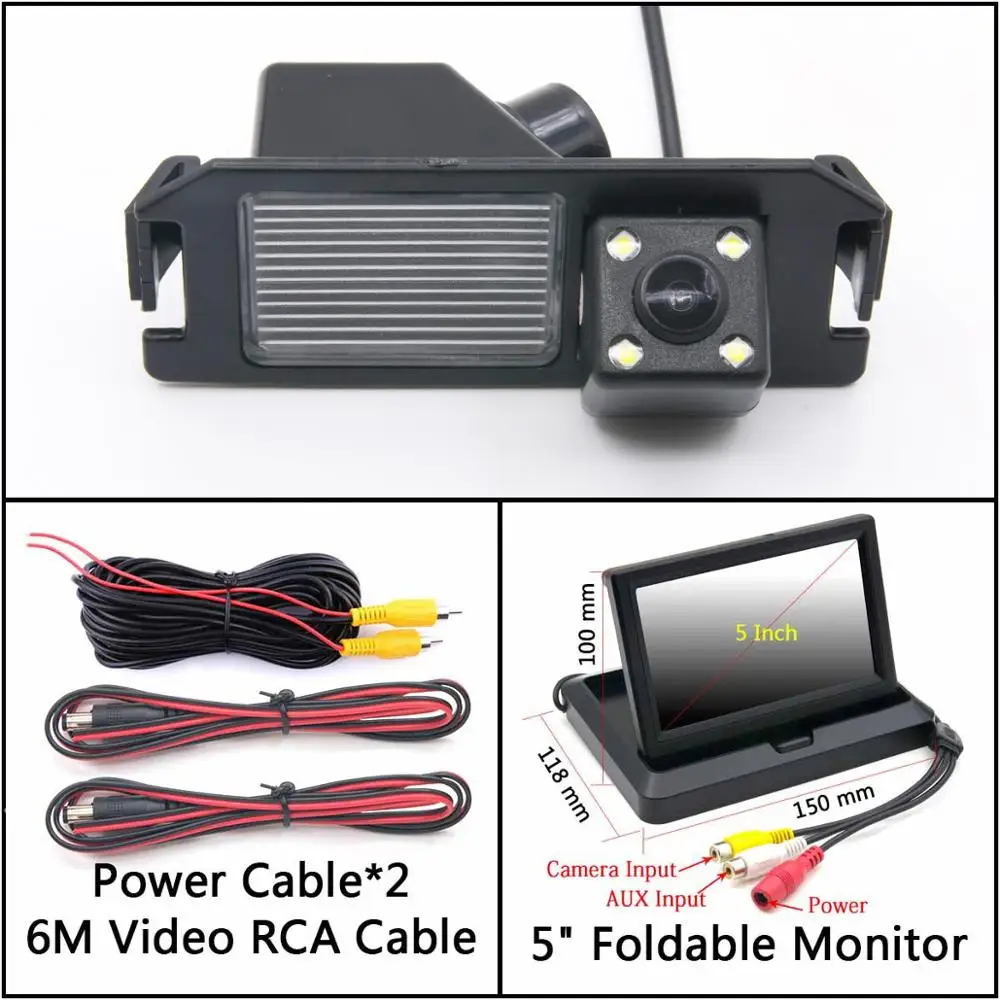 4 LED light Reverse Rear View Camera For kia plcanto Morning Rio 3 Soul MK1 MK2 Niro DE Car Parking Monitor Night Vision - Название цвета: Cam N 5 inch Fold