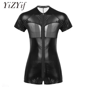 Нижнее белье для мужчин, латексный боди, одежда для танца на шесте, блестящий сетчатый комбинезон в стиле пэчворк, облегающий купальник, короткий комбинезон, клубная одежда