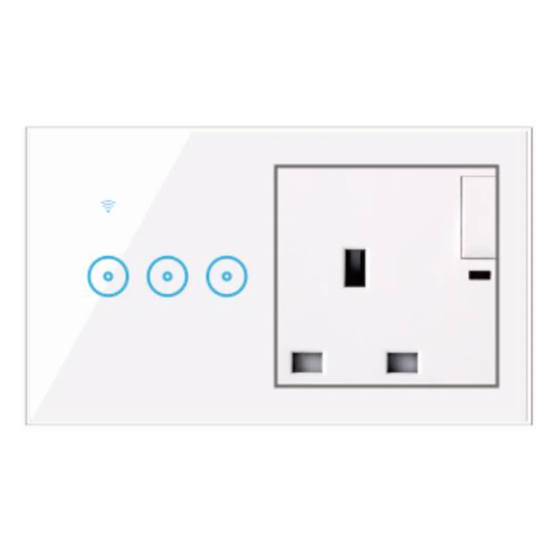 

APP EWeLink Wifi Touch Switch With UK Standard Socket Remote Control Google Home Amazon Alexa 1 2 3 Gang Smart Wifi Switch