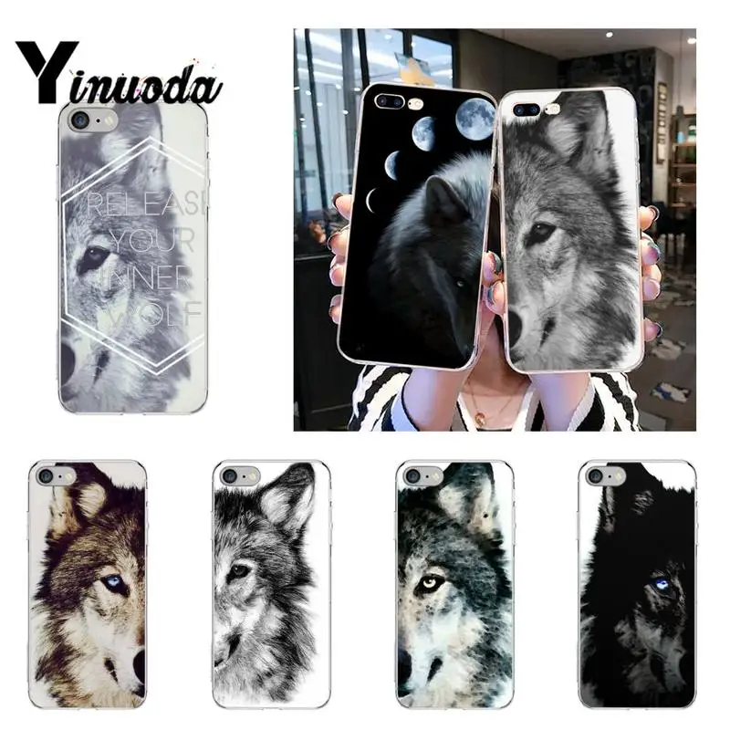 Yinuoda животных волка чехол для телефона fundas coque iPhone 12 8 7 6 X XS MAX 6S плюс XR 11 11pro бетонный