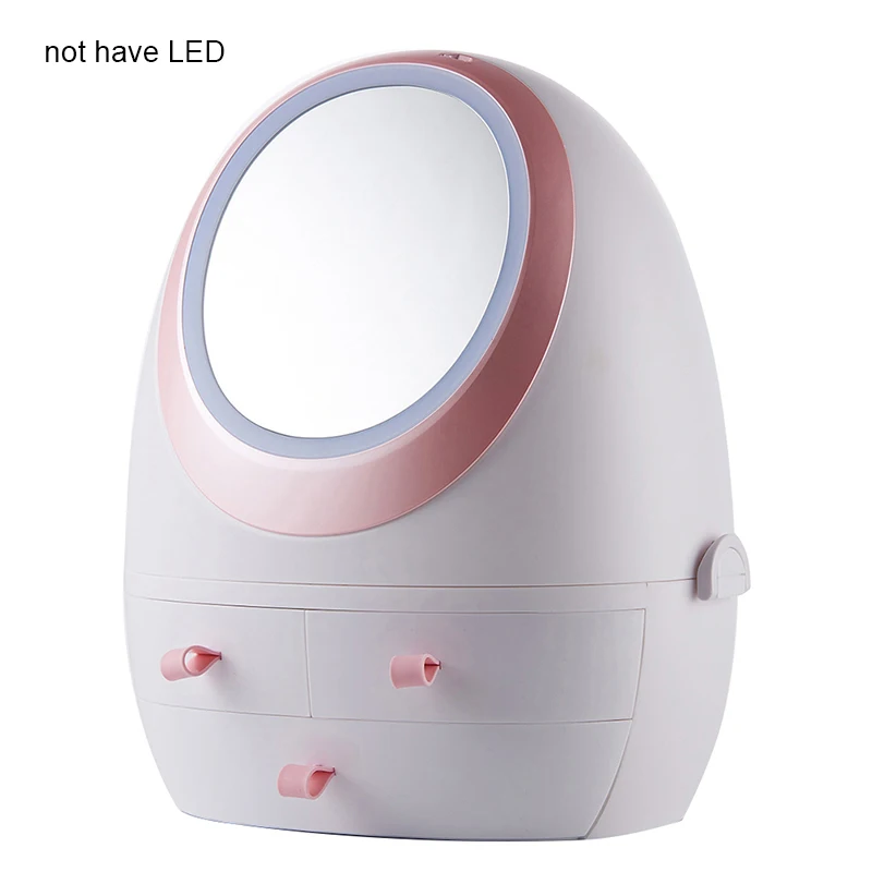 without led light Косметический ящик для хранения продуктов по уходу за кожей органайзер для макияжа с зеркалом светодиодный свет CJ666 - Цвет: without led light
