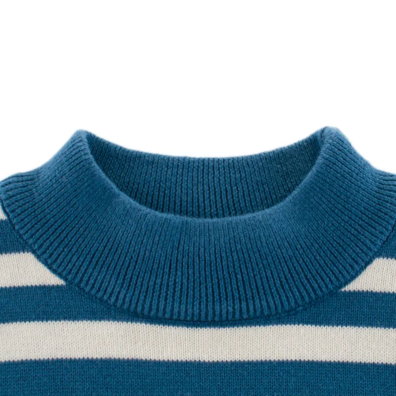 Повседневные свитера для мальчиков и девочек пуловеры вязаные полосатые топы с