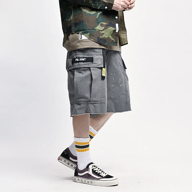 

Шорты-карго мужские с множеством карманов, функциональные мешковатые холщовые штаны, в стиле старой школы, летняя уличная одежда