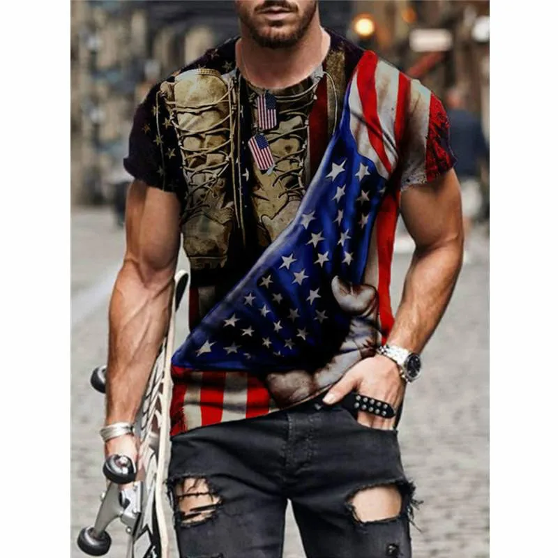 

Men's retro 3D printing T-shirt fashion breathable T-shirt urban casual collocation fashion round neck short sleeve 2021 new