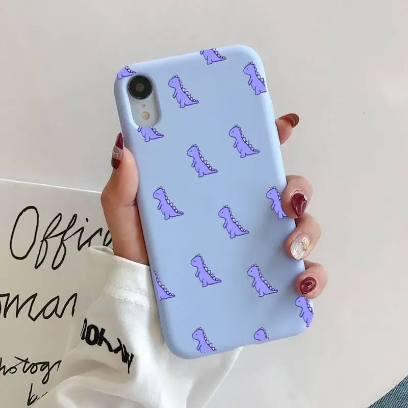 Cute dinosaur Liquid Silicone Phone Case for iphone 13 12 11 Pro Max XR XS X Soft Candy Cover for iPhone 6 6S 7 8 Plus Cases