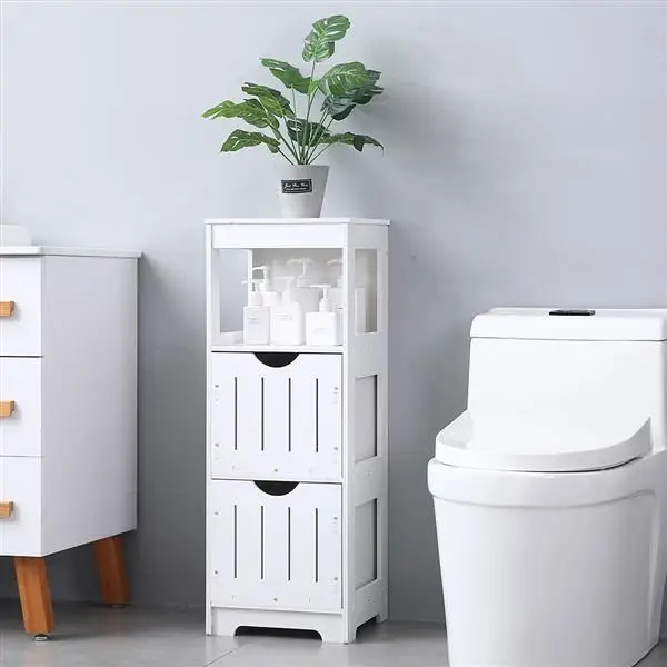 Трехуровневая полка с двумя выдвижными ящиками для дома ванной спальни