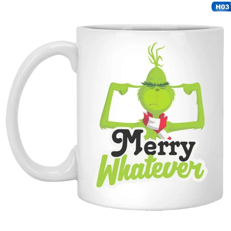 

Cute Coffe Tea Milk Beer Cup Funny Gifts for Friends Green Hairy Grinch Christmas Ceramic Mugs