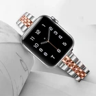 Деловой Тонкий ремешок для Apple Watch Band 45 мм 41 мм 44 мм 40 мм Series 7 6 SE 5 4, тонкий браслет из нержавеющей стали для iWatch 42 мм 38 м