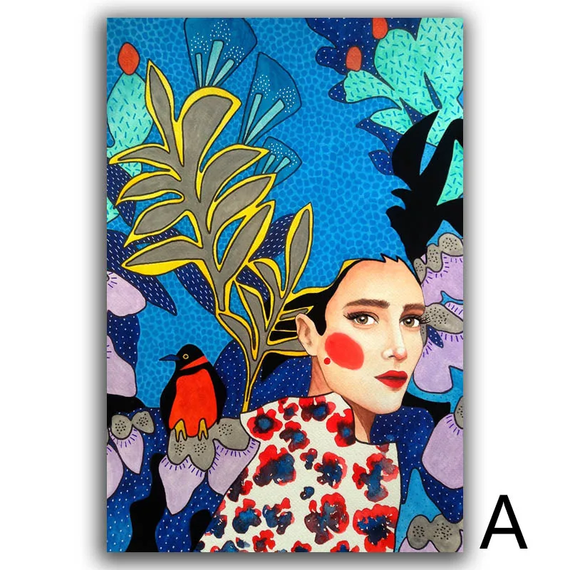 

Abstract Hair Girl Wall Art Canvas Painting Fashion Women Flowers Nordic Poster Wall Pictures For Living Room Decor Unframed