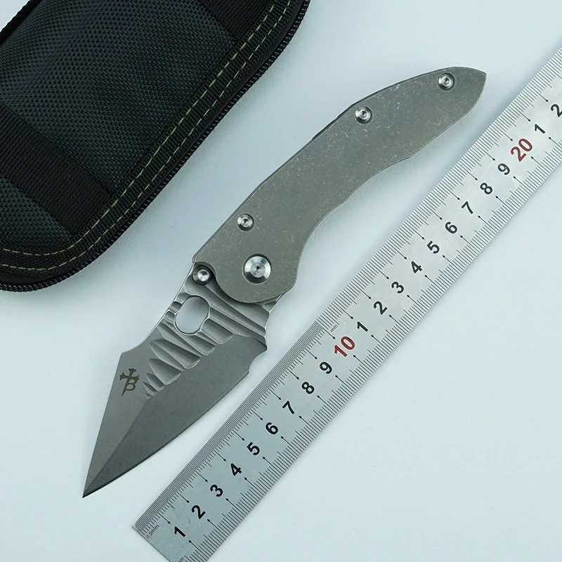 

LEMIFSHE custom made Flipping s35vn blade Folding knife TC4 Titanium handle hunt outdoor camping survival Knives EDC tool