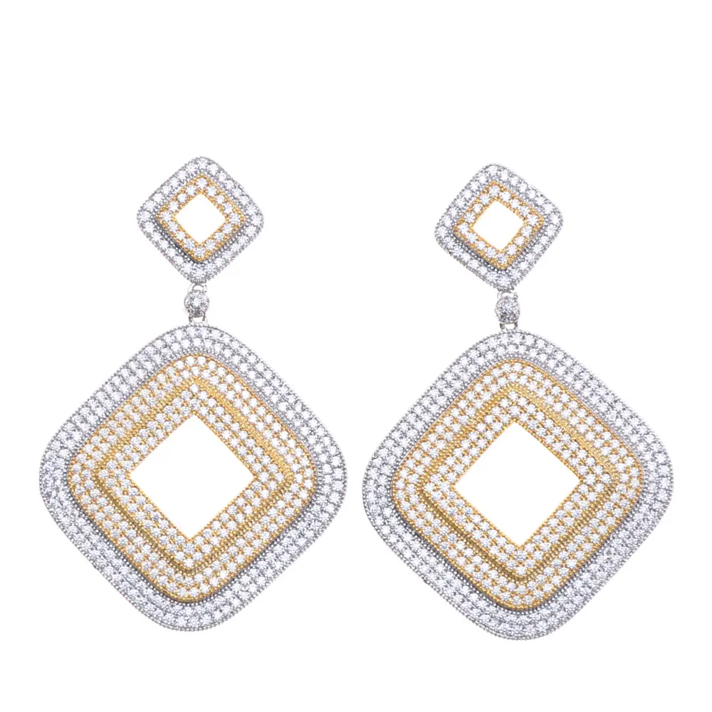 

Женские серьги с квадратным фианитом SOELLE, роскошные серьги золотого и серебряного цвета, Ювелирное Украшение для вечеринки или свадьбы