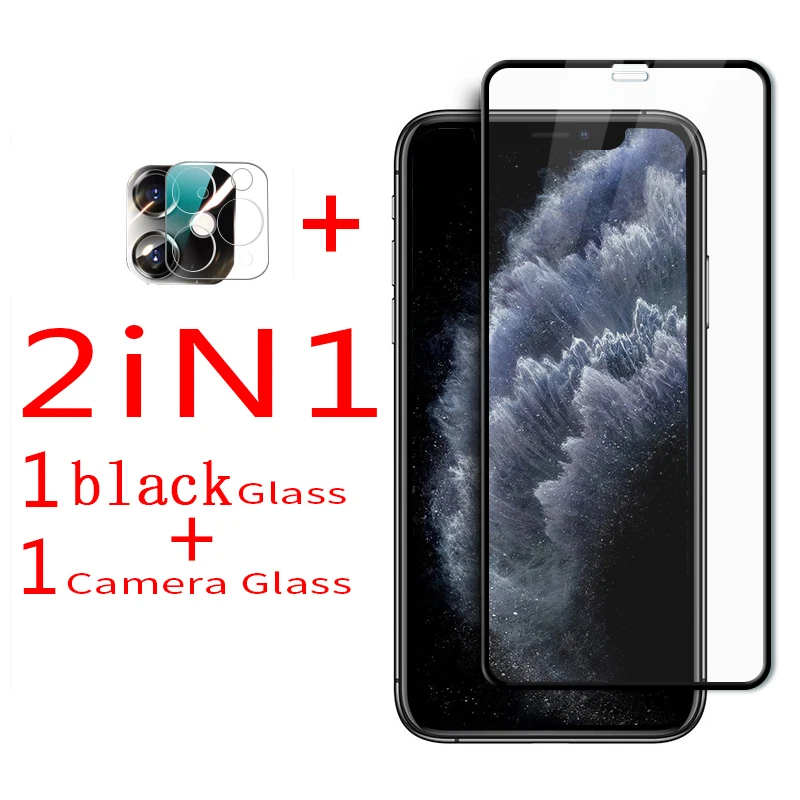 

Черное закаленное стекло для iphone 12 pro max, защита экрана, Защитное стекло для iphone 12 11 pro, пленка для объектива камеры ipone 2 в 1