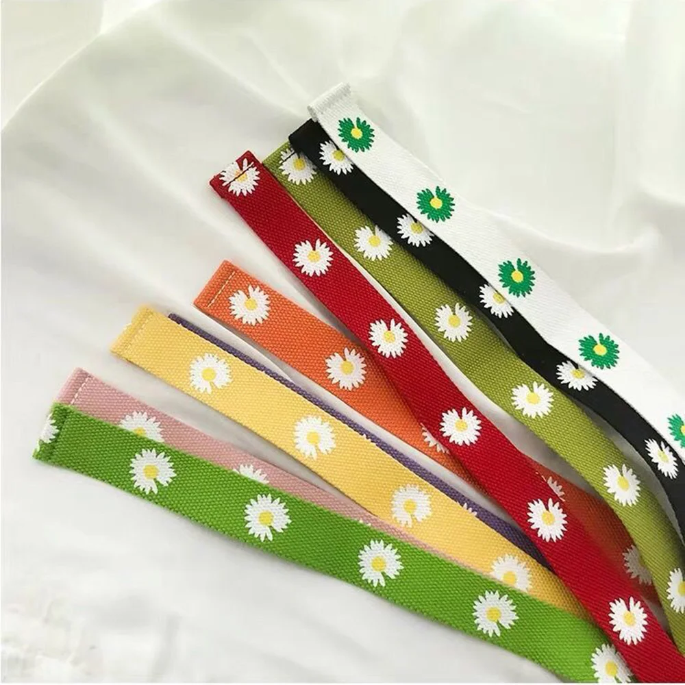 Женский холщовый ремень с принтом ромашек повседневный пояс ярких цветов 120 см