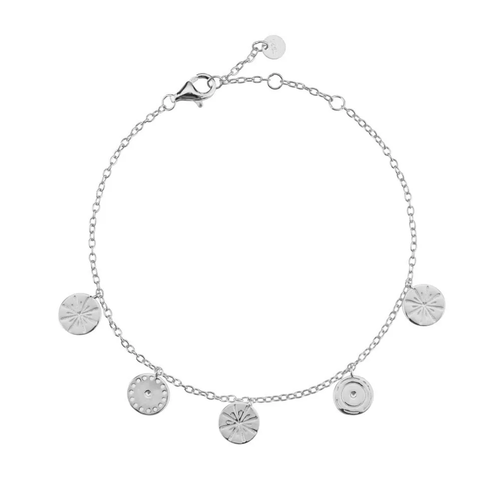 Браслет-цепочка женский из серебра 925 пробы с подвижными круглыми мотивами |