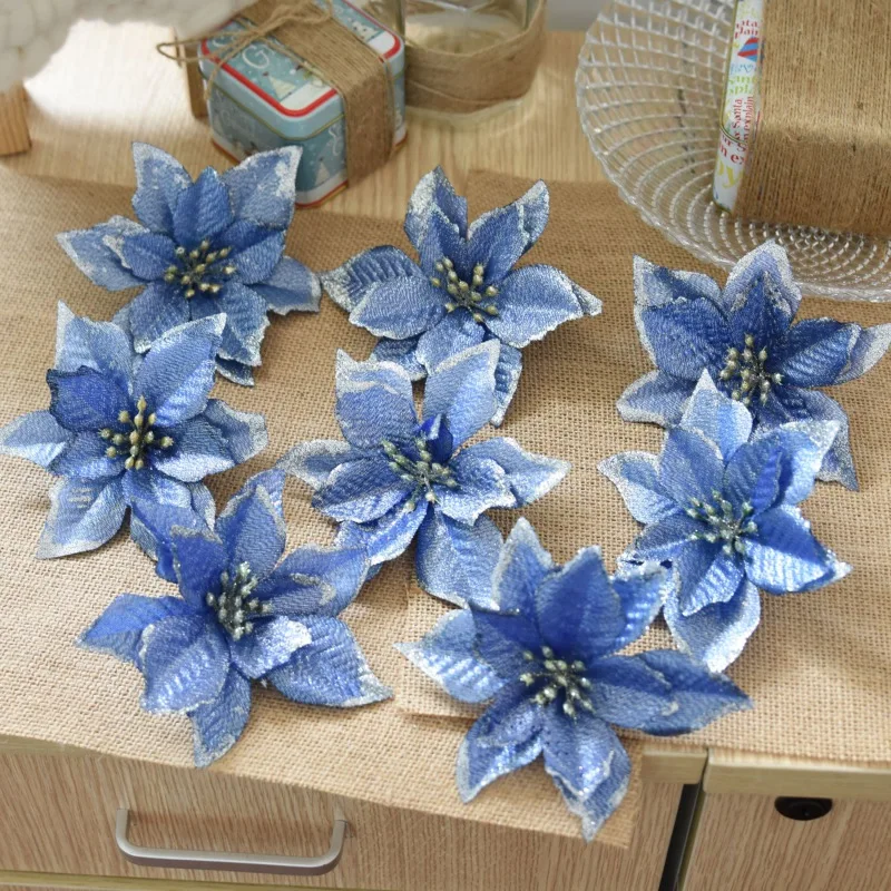 Новинка 10 шт. блестящие цветы Рождественская елка украшения Свадебная вечеринка