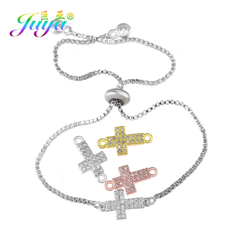 Juya Handmade Religious Jewelry Supplies Micro Pave Zircon Cross Connectors Accessories For Women Men Christian Making | Украшения и