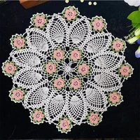 45cm lace round cotton table place mat dining pad cloth crochet placemat cup mug tablecloth tea coaster handmade doily kitchen