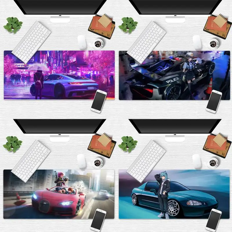 

Anime cute girl car Rubber Mouse Durable Desktop Mousepad Desk Gamer Office Work Large Mouse pad mats Non-slip Laptop Cushion