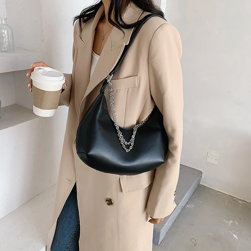 

Designer Branded Small Half Moon PU Leather Shoulder Crossbody Bags For Women 2021 Trend Handbags Travel Trending Hand Bag