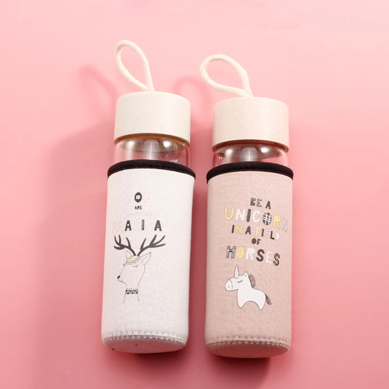 Новинка 350 мл милая стеклянная бутылка для воды портативная прозрачная чашка чая