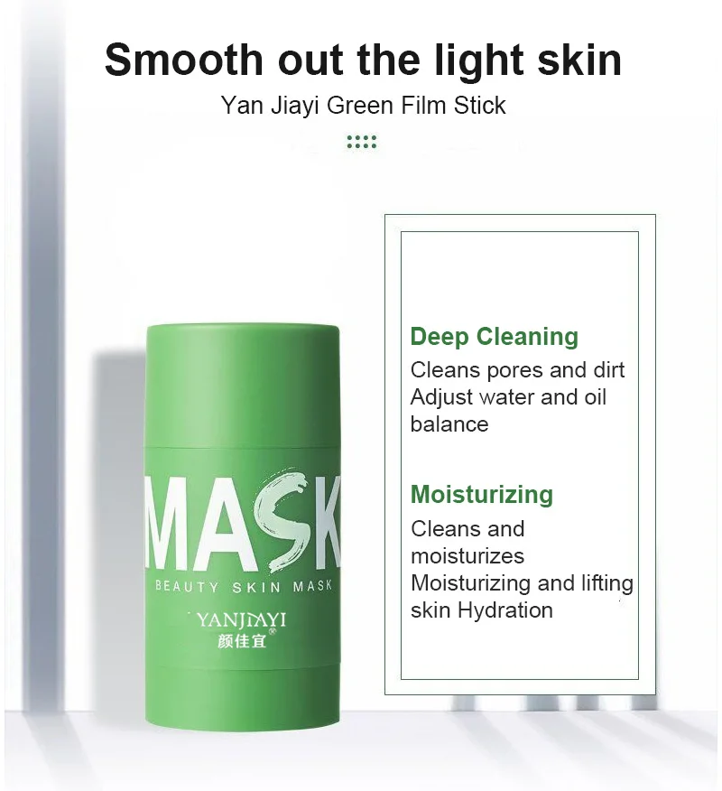 

Deep Cleansing Solid Mud Mask Stick Green Tea Mask Sticks To Remove Grease Blackheads Oil Control Moisturizing Skin Care TSLM2