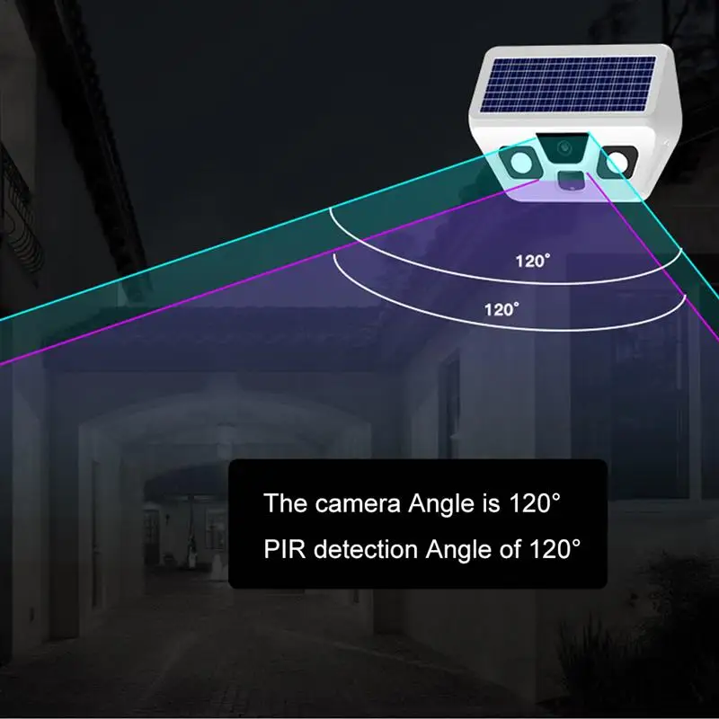 

Solar Monitoring LED Garden Light Night Vision Flash Camera Waterproof Wide Angle Motion Sensor Flashlight for Front Door Yard