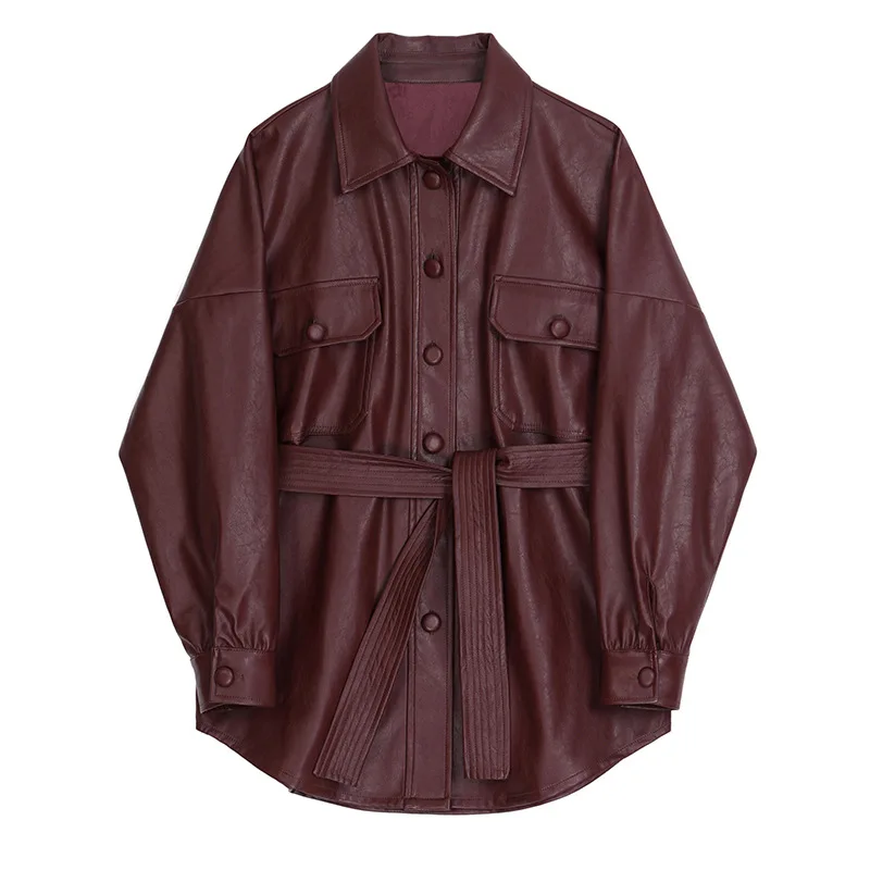 

Spring Autumn Chic Loose Design MotoBike Vintage Retro Women Lady Pu Faux Leather Jacket Coat 102