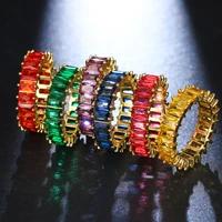 amc luxury aaa high quality colorful cubic zirconia ring hip hop fashion multi color cz retro personality jewelry ring for women