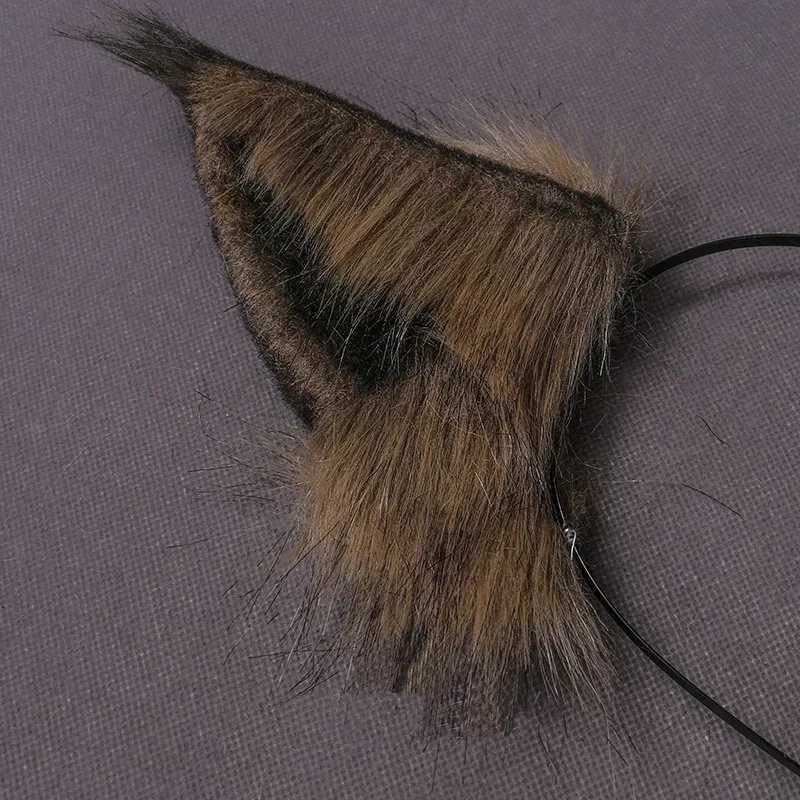 Симпатичная повязка на голову из искусственного меха с ушками волка кошки