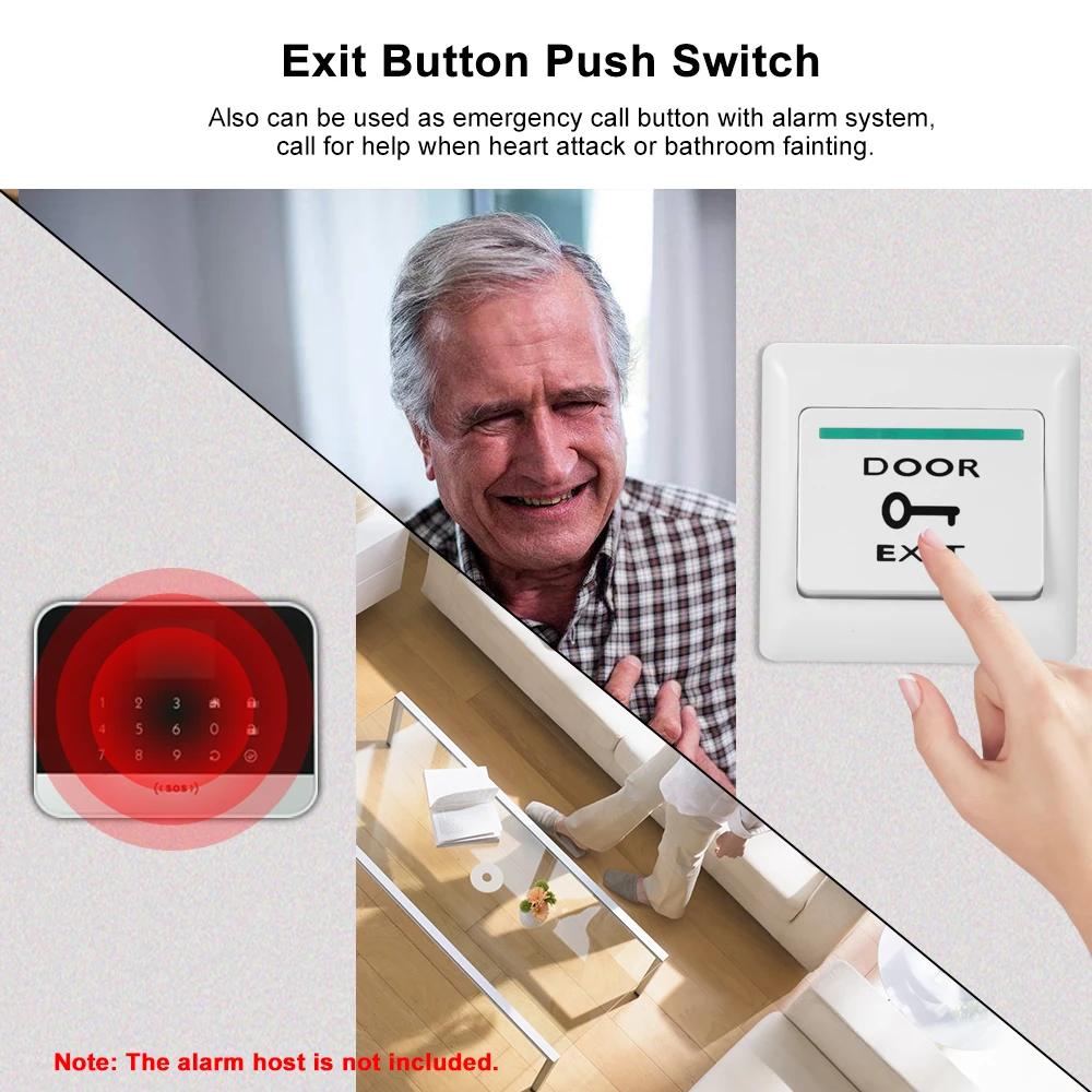 

Electronic door lock exit button release button switch NO COM lock sensor access control system automatic reset switch