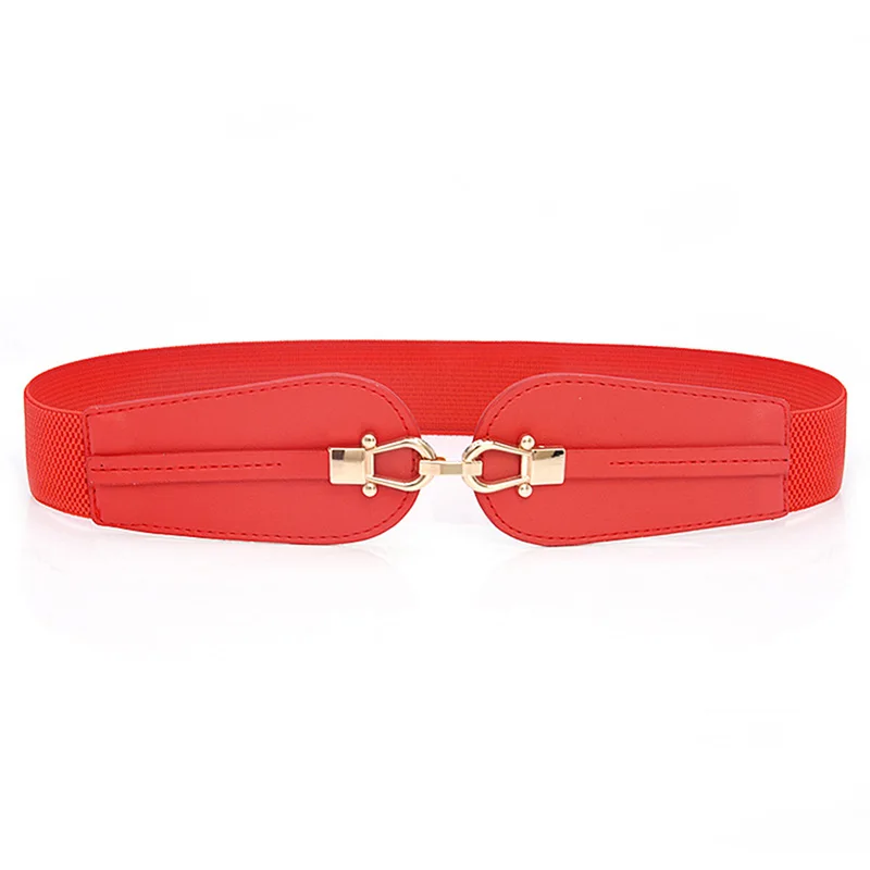 

GAOKE PU Leather Elastic Wide Belt for Women Stretch Thick Waist Belt for Dress Fashion Stretch women belts plus size