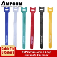 ampcom fastening velcro cable ties reusable hook and loop multi color cord nylon tie management wraps 6%e2%80%9d%c3%9712%e2%80%9d 1 pack 6 colors