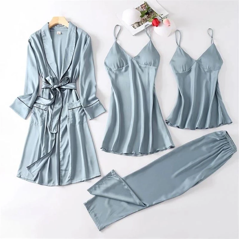 Sexy Womens Pajamas Robe Sets Sleepwear Plus Size High Quality Lingerie Nightgown Sleeveless Nighty Sets