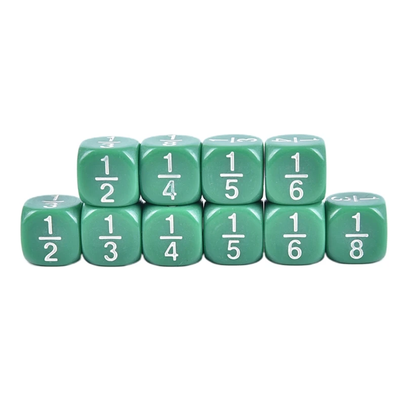 

10pcs Fractional Dice 16mm Acrylic Dice Number Dice Educational Kids Math Toys Q1FF